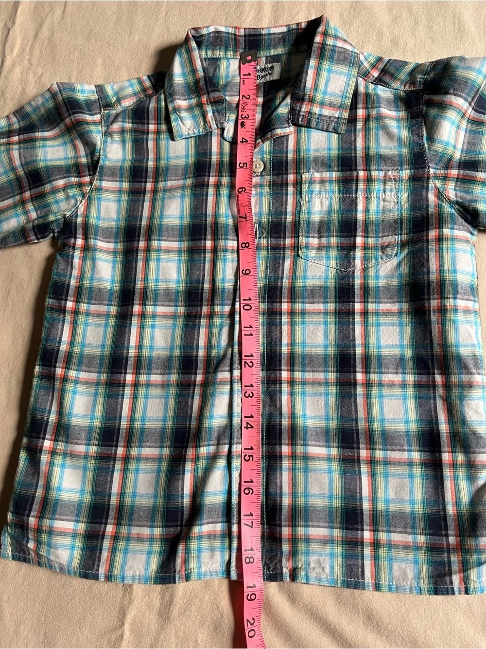 OshKosh B'gosh Blue Green Plaid Short Sleeve Button-Up Tee